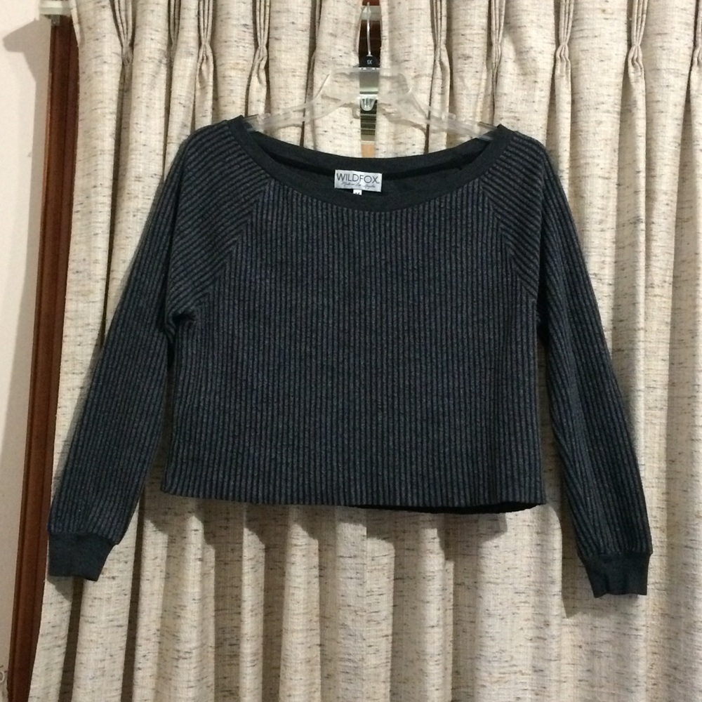 Wildfox Tilda Ribbed Crop Long Sleeve Top